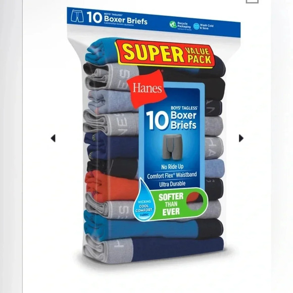 Hanes boys tagless boxer briefs sz M(8-10)#001 - Picture 1 of 4